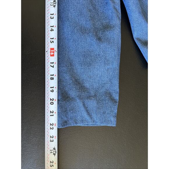 Sharon Young Denim Jacket Medium Blue Red Military Crop Ranch Western Y2K Vtg US - Picture 9 of 10